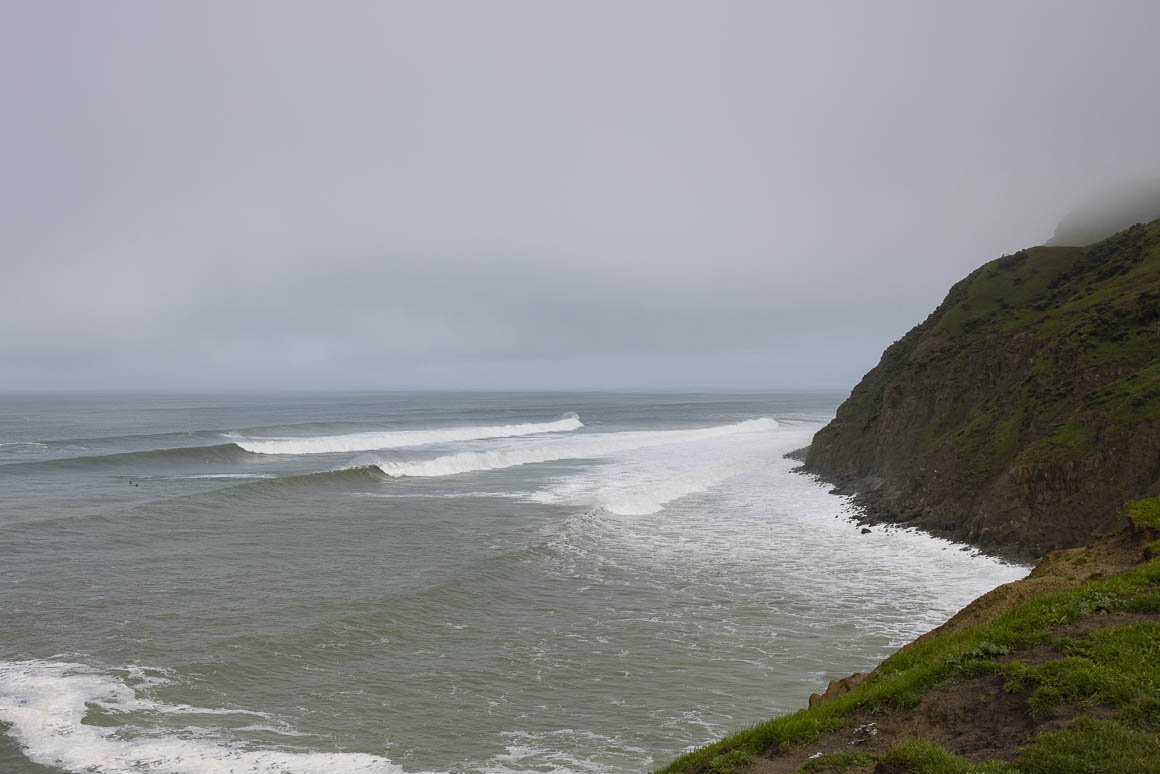 Surfing at Mahia (north coast), Mahia (north coast) surf spot, Hawke's Bay, New Zealand.